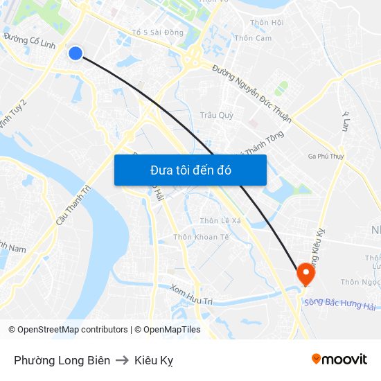 Phường Long Biên to Kiêu Kỵ map