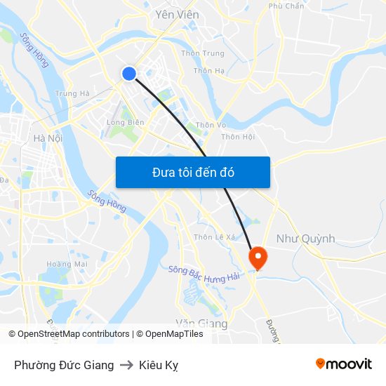 Phường Đức Giang to Kiêu Kỵ map