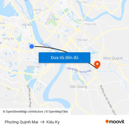 Phường Quỳnh Mai to Kiêu Kỵ map