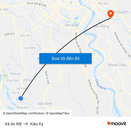 Xã An Mỹ to Kiêu Kỵ map