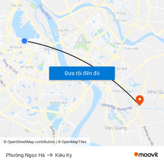 Phường Ngọc Hà to Kiêu Kỵ map