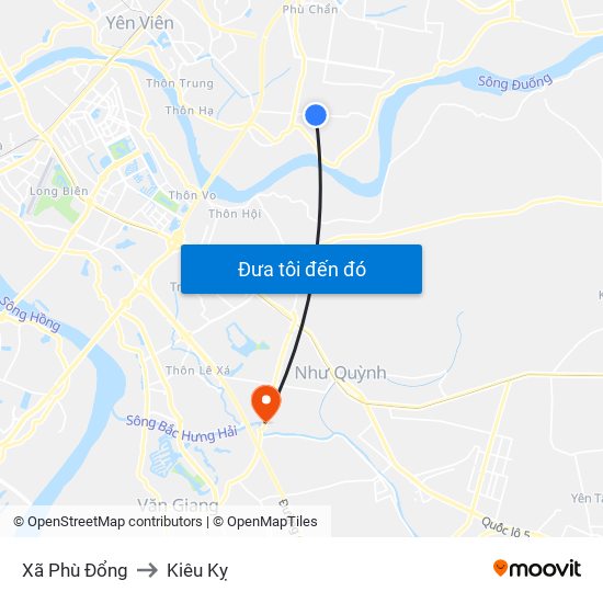 Xã Phù Đổng to Kiêu Kỵ map