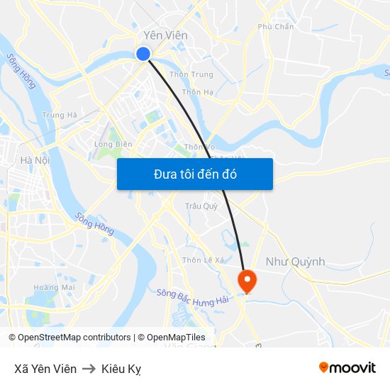 Xã Yên Viên to Kiêu Kỵ map