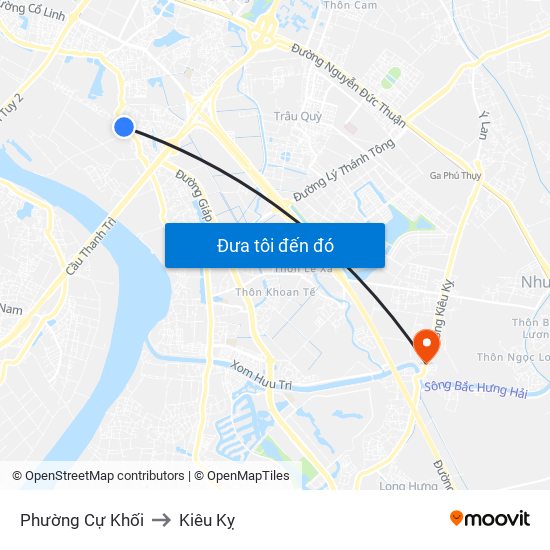 Phường Cự Khối to Kiêu Kỵ map