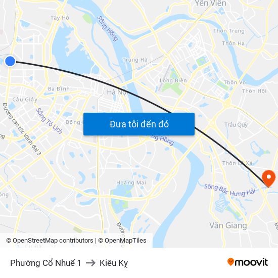 Phường Cổ Nhuế 1 to Kiêu Kỵ map