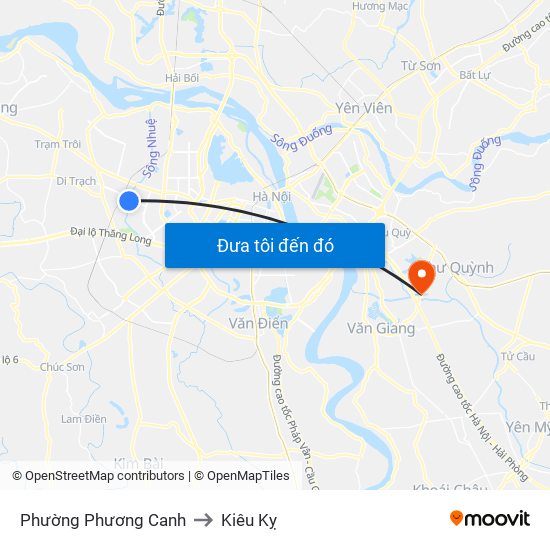 Phường Phương Canh to Kiêu Kỵ map