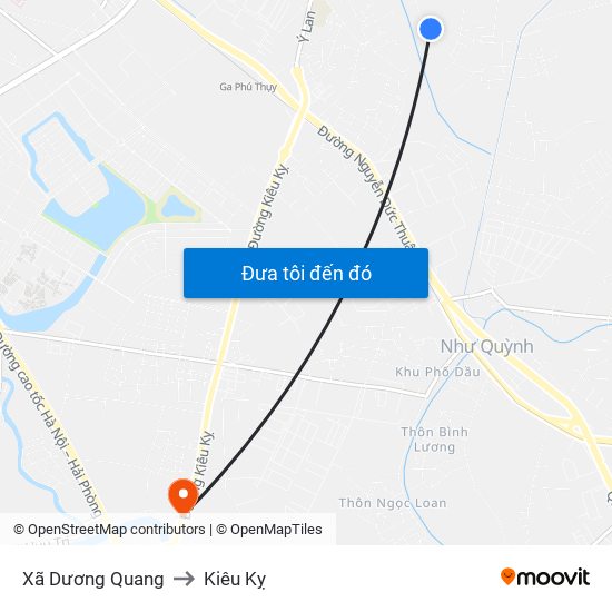 Xã Dương Quang to Kiêu Kỵ map