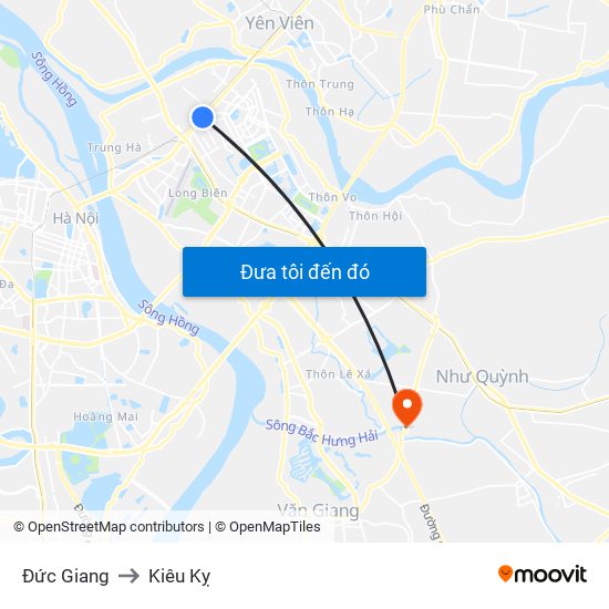 Đức Giang to Kiêu Kỵ map