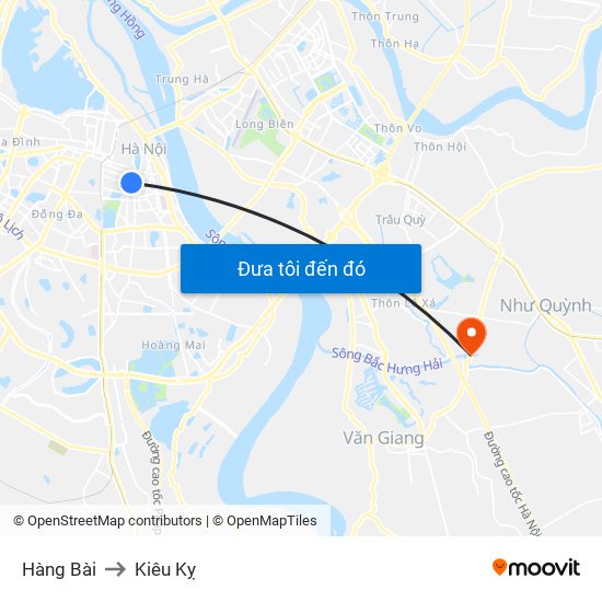 Hàng Bài to Kiêu Kỵ map