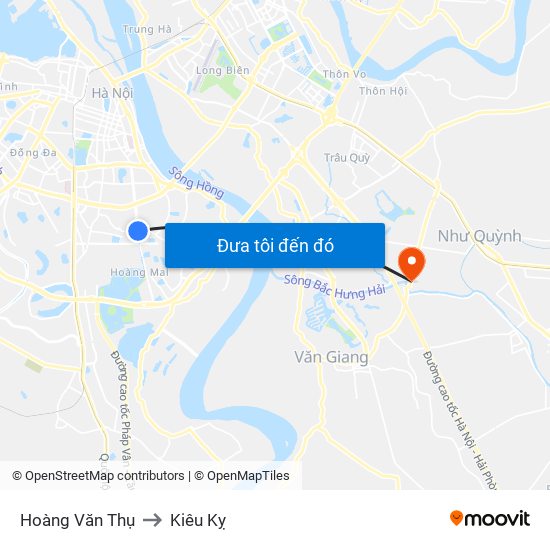 Hoàng Văn Thụ to Kiêu Kỵ map