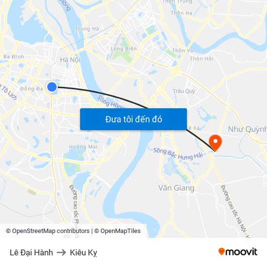 Lê Đại Hành to Kiêu Kỵ map