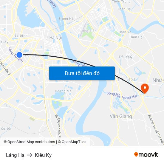 Láng Hạ to Kiêu Kỵ map