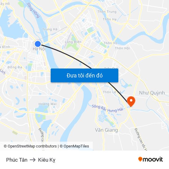 Phúc Tân to Kiêu Kỵ map