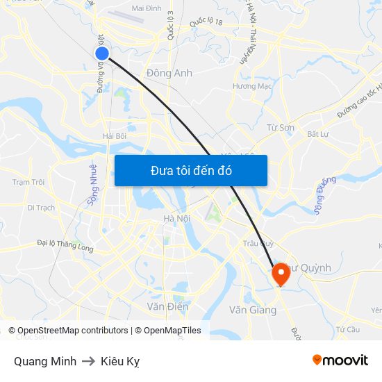 Quang Minh to Kiêu Kỵ map