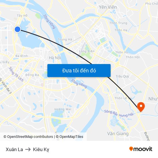 Xuân La to Kiêu Kỵ map