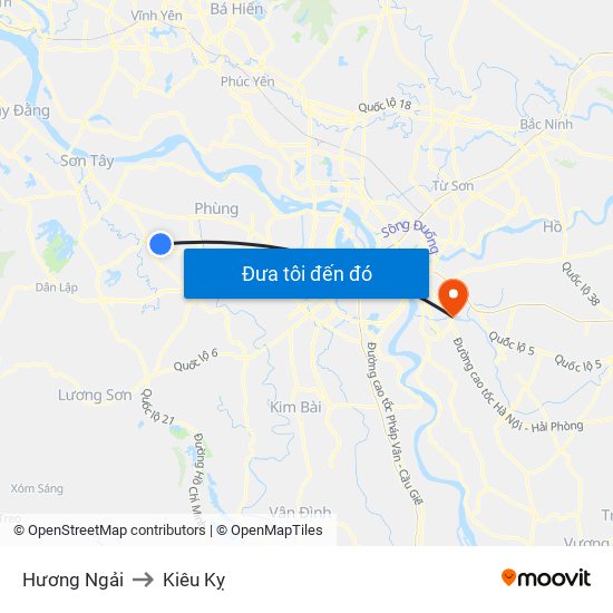 Hương Ngải to Kiêu Kỵ map