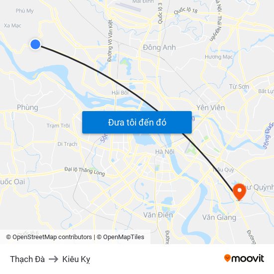 Thạch Đà to Kiêu Kỵ map