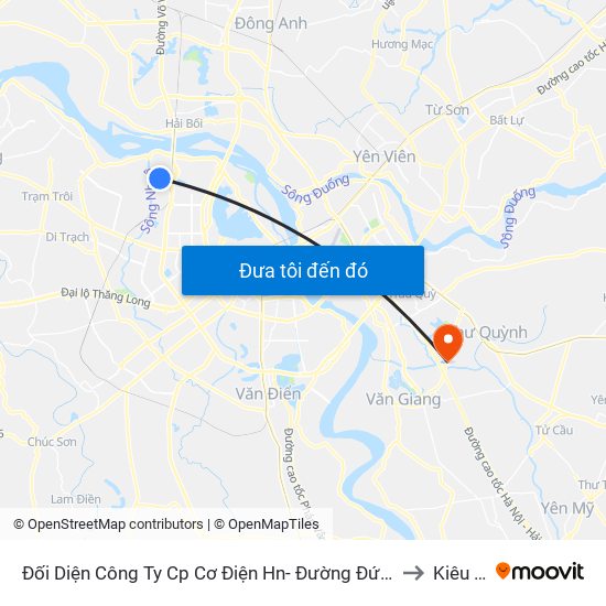 Đối Diện Công Ty Cp Cơ Điện Hn- Đường Đức Thắng to Kiêu Kỵ map