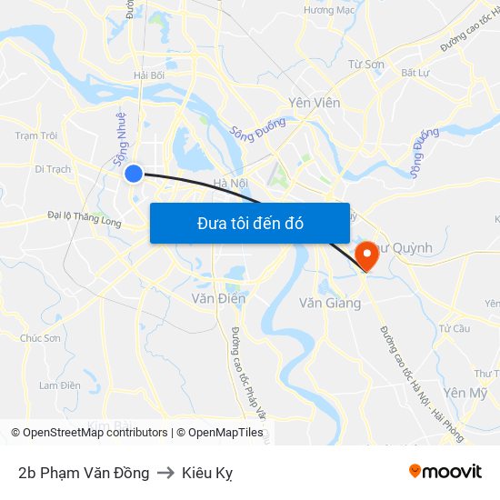 2b Phạm Văn Đồng to Kiêu Kỵ map