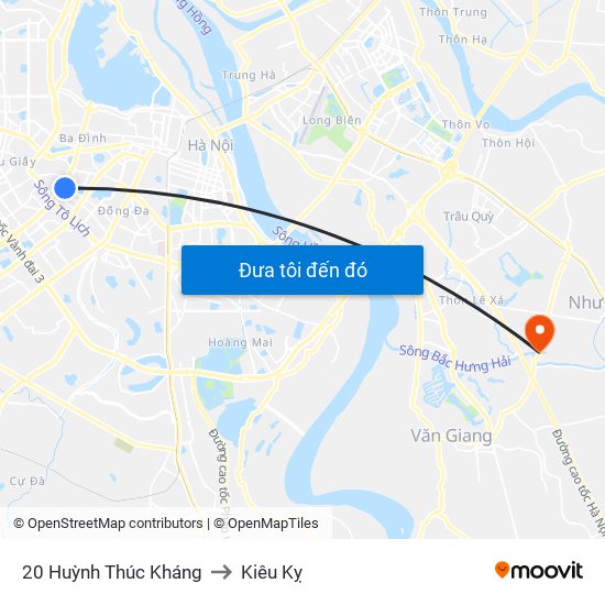 20 Huỳnh Thúc Kháng to Kiêu Kỵ map