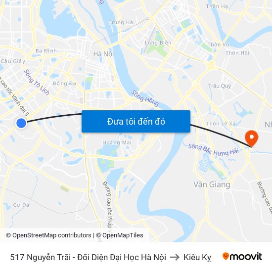 517 Nguyễn Trãi - Đối Diện Đại Học Hà Nội to Kiêu Kỵ map