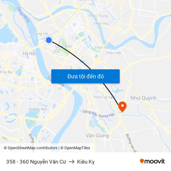 358 - 360 Nguyễn Văn Cừ to Kiêu Kỵ map
