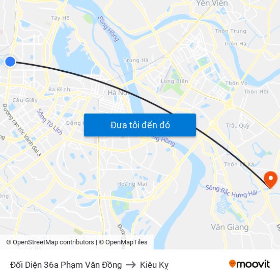 Đối Diện 36a Phạm Văn Đồng to Kiêu Kỵ map
