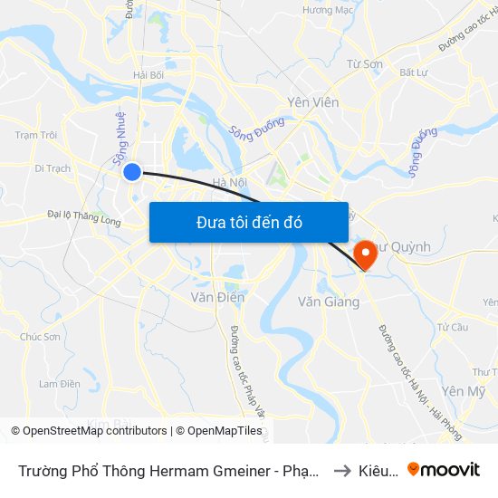 Trường Phổ Thông Hermam Gmeiner - Phạm Văn Đồng to Kiêu Kỵ map