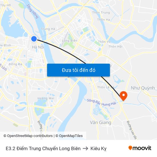 E3.2 Điểm Trung Chuyển Long Biên to Kiêu Kỵ map