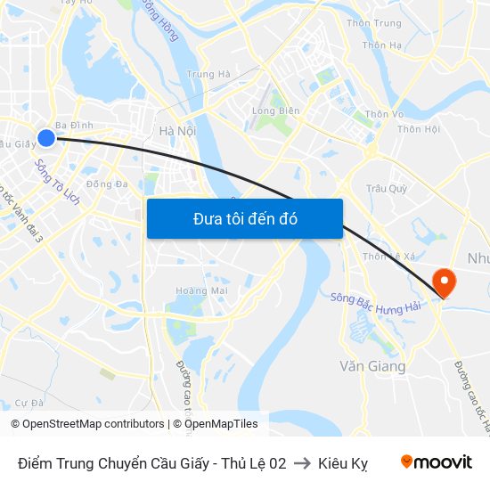 Điểm Trung Chuyển Cầu Giấy - Thủ Lệ 02 to Kiêu Kỵ map