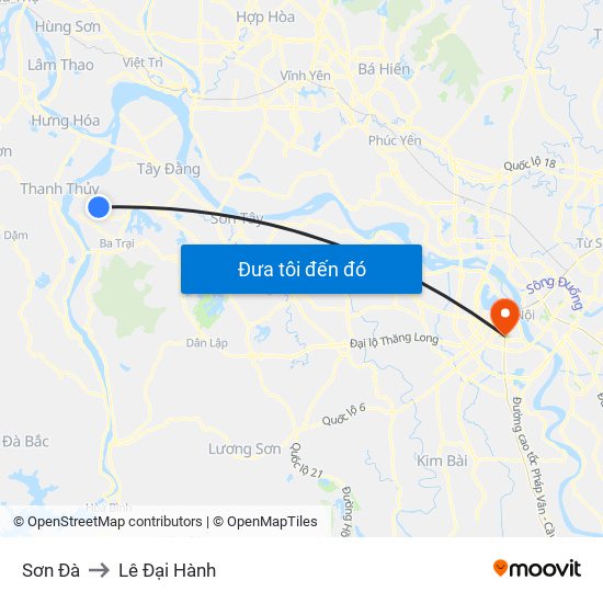 Sơn Đà to Lê Đại Hành map