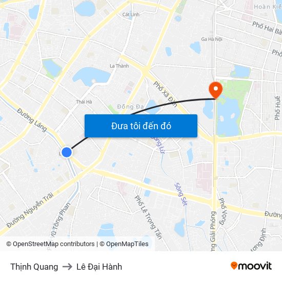 Thịnh Quang to Lê Đại Hành map