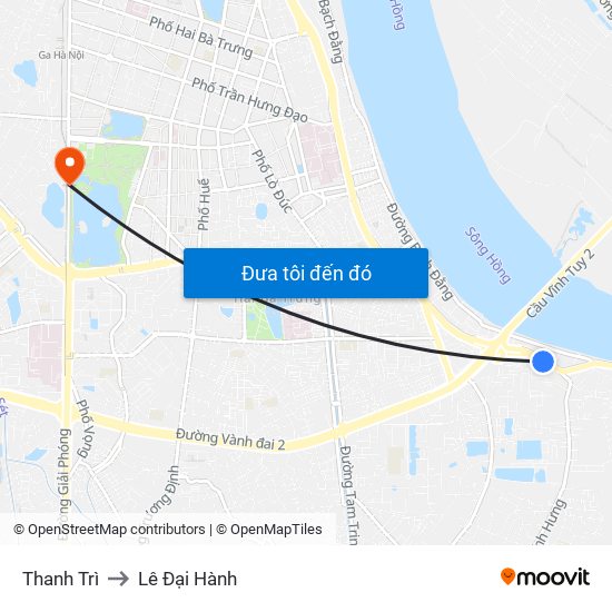 Thanh Trì to Lê Đại Hành map