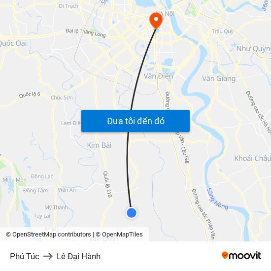 Phú Túc to Lê Đại Hành map