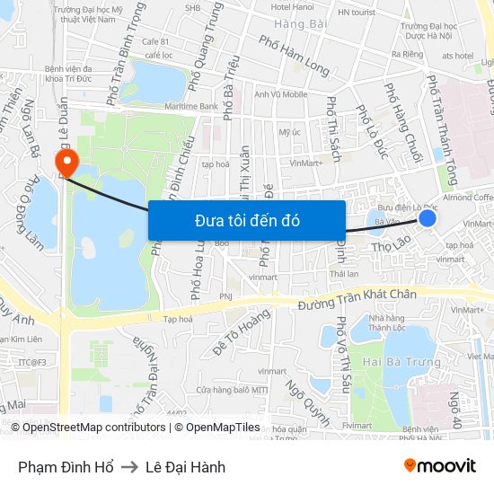 Phạm Đình Hổ to Lê Đại Hành map