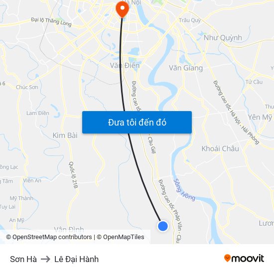Sơn Hà to Lê Đại Hành map
