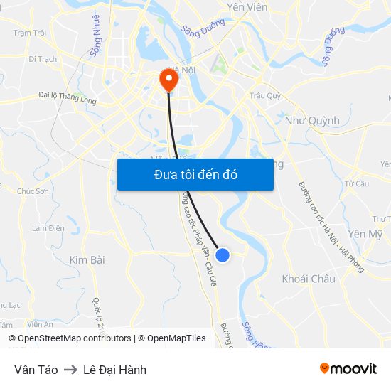 Vân Tảo to Lê Đại Hành map