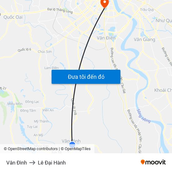 Vân Đình to Lê Đại Hành map