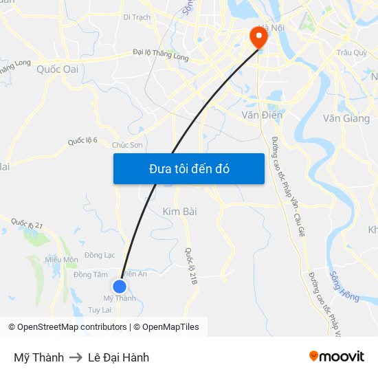 Mỹ Thành to Lê Đại Hành map