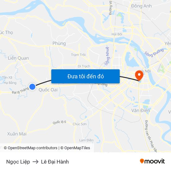 Ngọc Liệp to Lê Đại Hành map