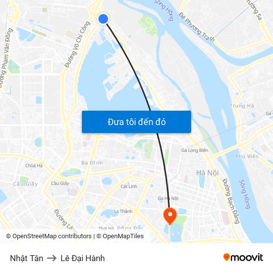 Nhật Tân to Lê Đại Hành map