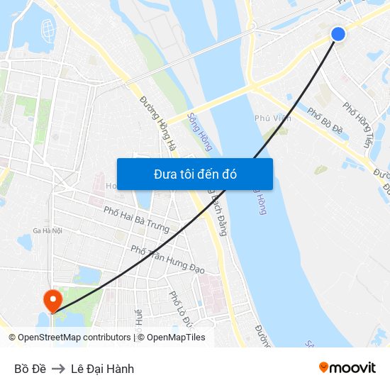 Bồ Đề to Lê Đại Hành map