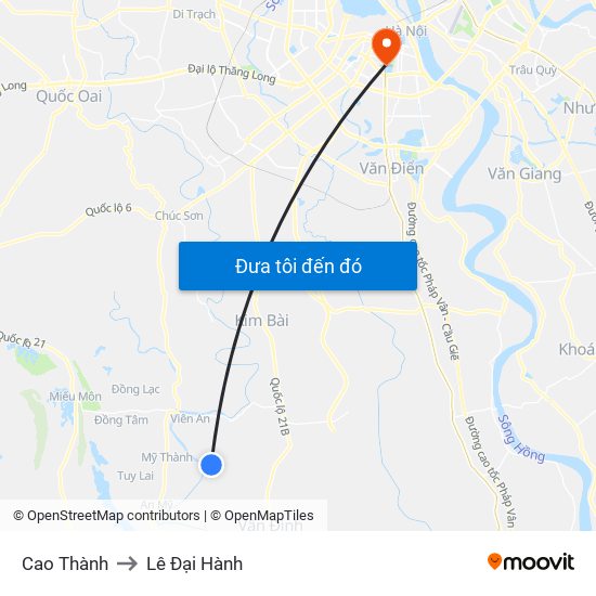 Cao Thành to Lê Đại Hành map