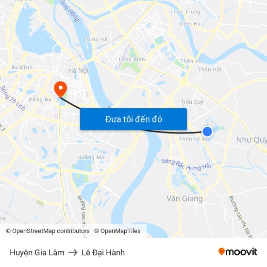 Huyện Gia Lâm to Lê Đại Hành map