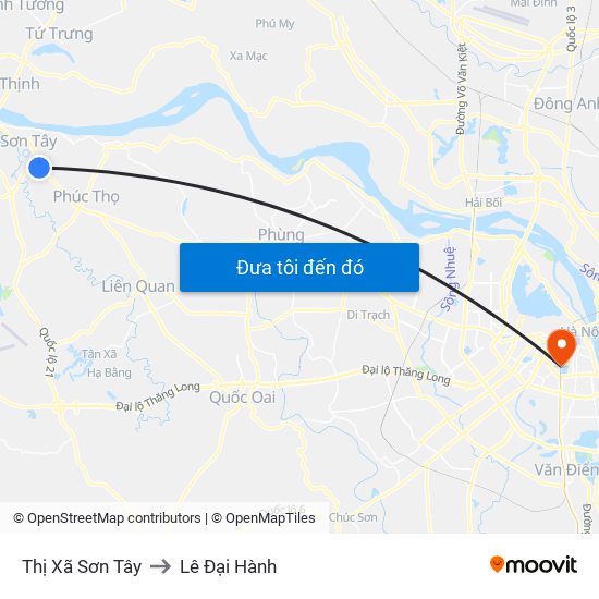 Thị Xã Sơn Tây to Lê Đại Hành map