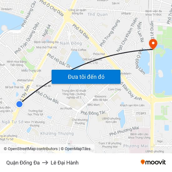 Quận Đống Đa to Lê Đại Hành map