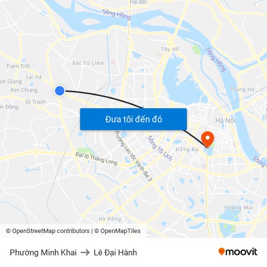 Phường Minh Khai to Lê Đại Hành map