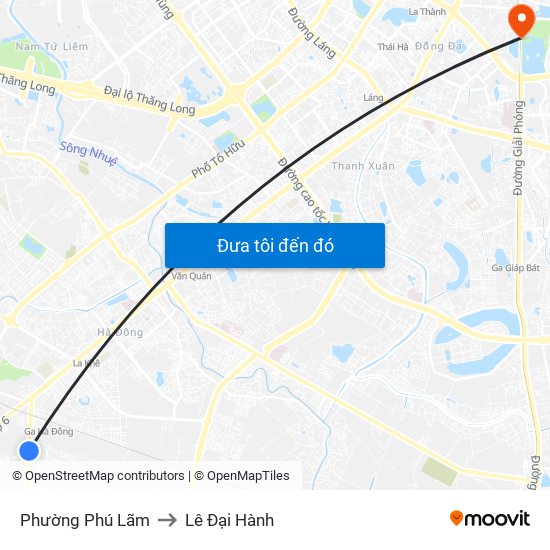 Phường Phú Lãm to Lê Đại Hành map