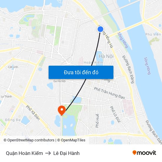 Quận Hoàn Kiếm to Lê Đại Hành map