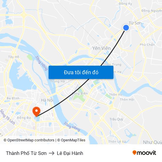 Thành Phố Từ Sơn to Lê Đại Hành map